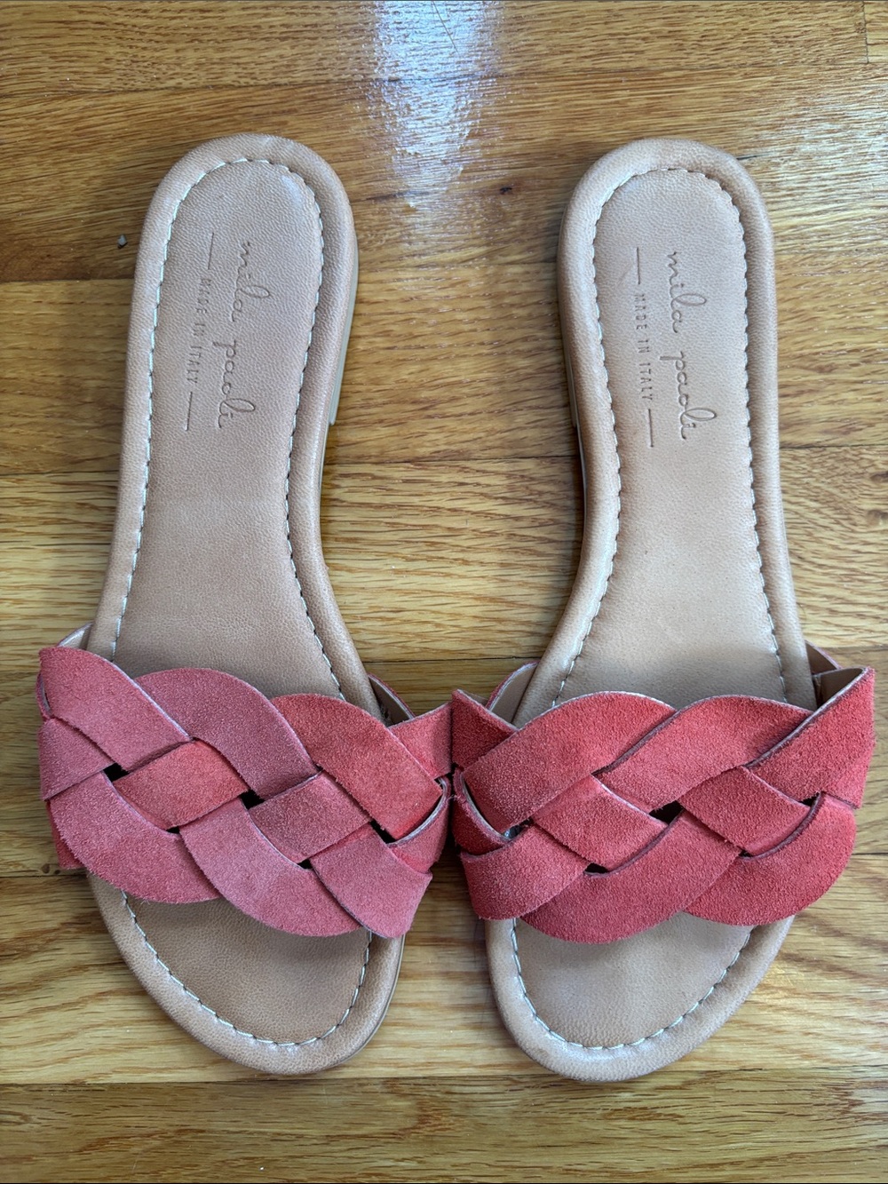Mila Paoli Coral Braided Suede Slide Sandals
